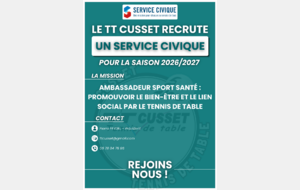 Le TT Cusset recherche son futur service civique !