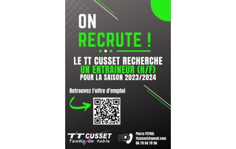 Le TT Cusset recherche un entraineur pour la prochaine saison